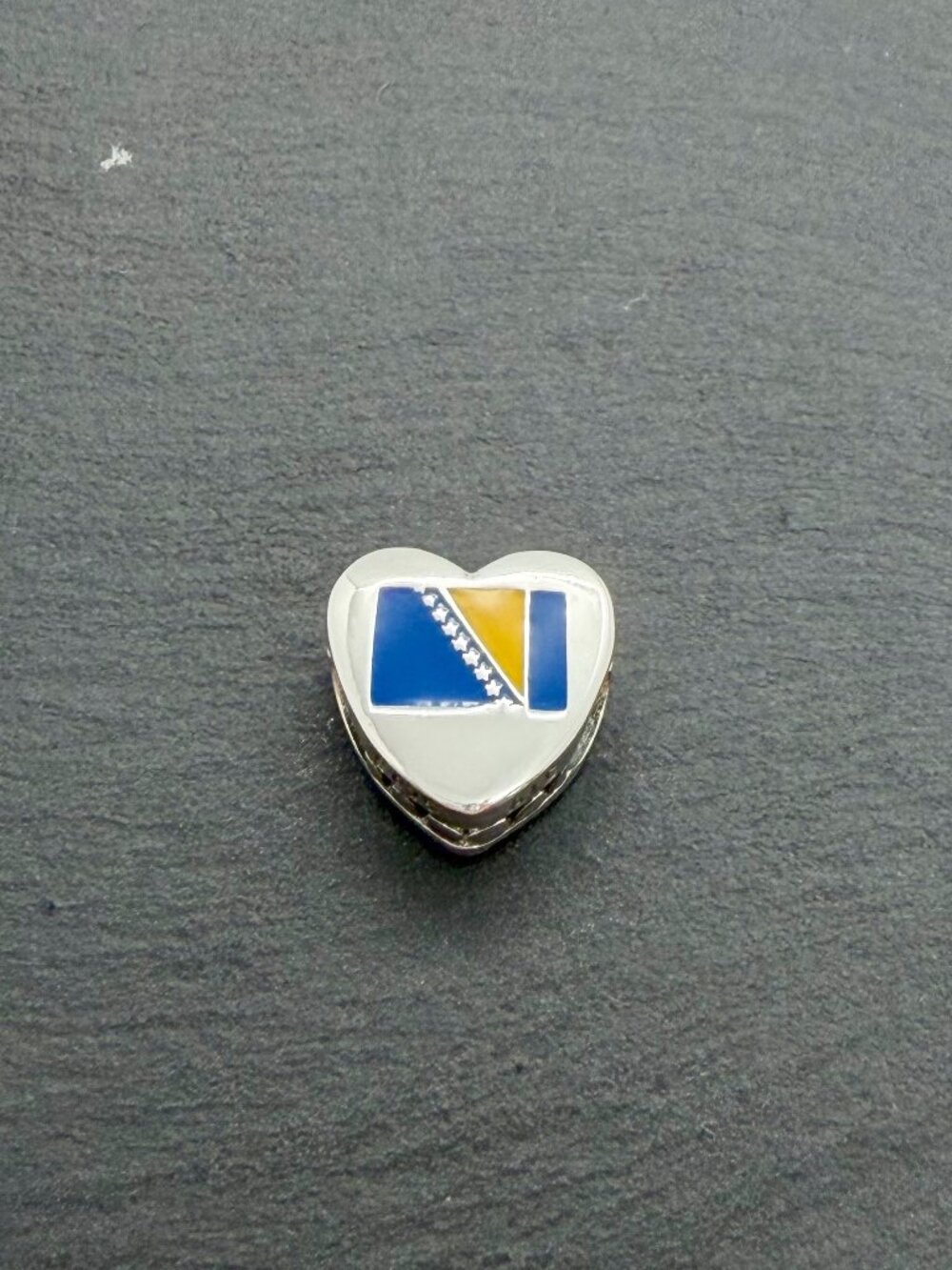 Pandora Bosnia Flag Heart Charm Sterling Silver Jewelry